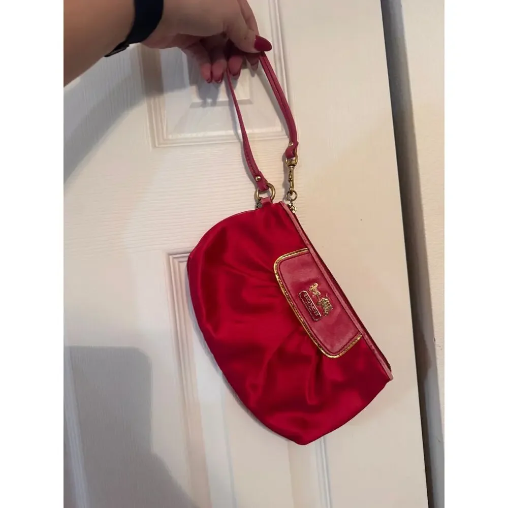 Vintage Pink Satin Y2K Coach Wristlet- DAMAGED